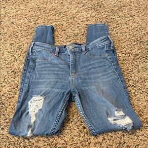 Hollister Women's Distressed Skinny Jeans - Blue